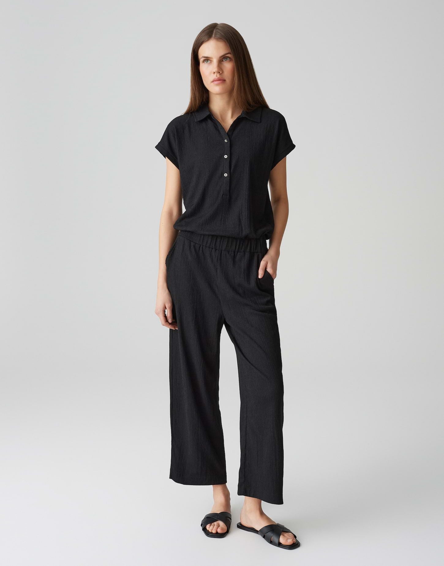 Opus Damen Jumpsuit Melti polo schwarz