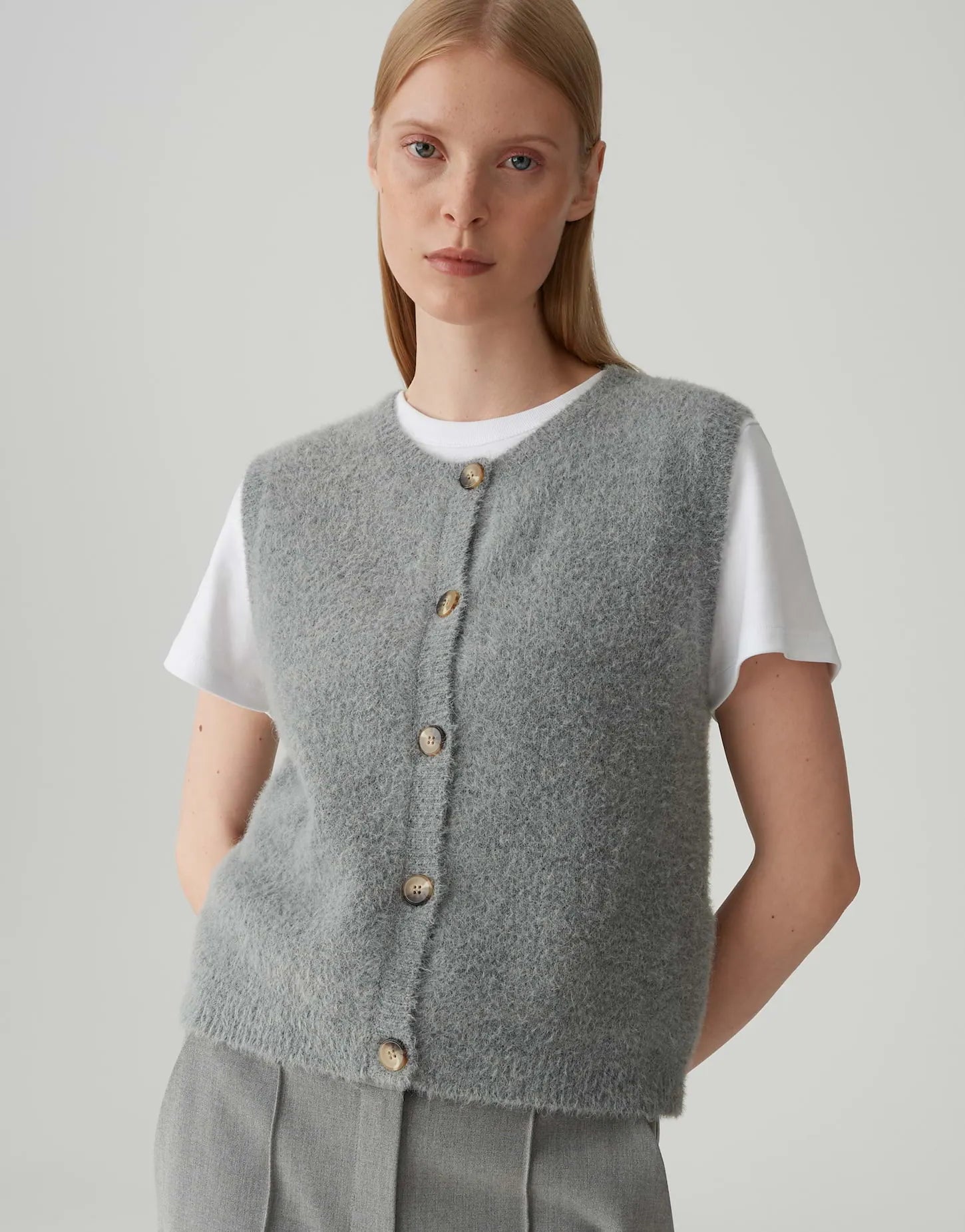 Opus Damen Strickweste grau