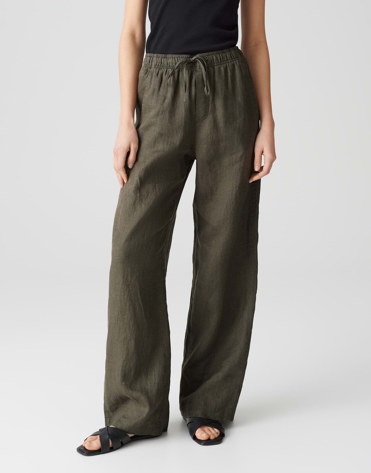 Opus Damen Hose Mileni linen grün