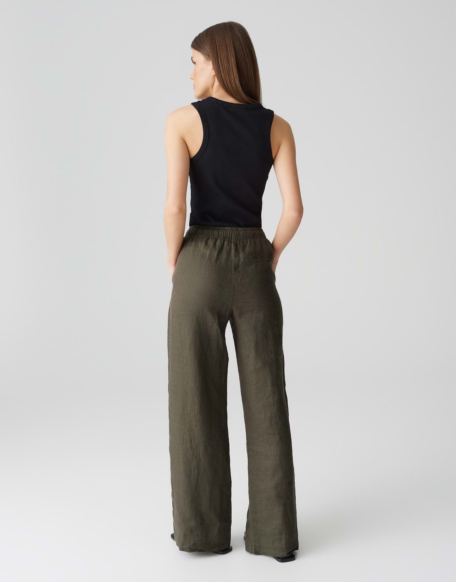 Opus Damen Hose Mileni linen grün