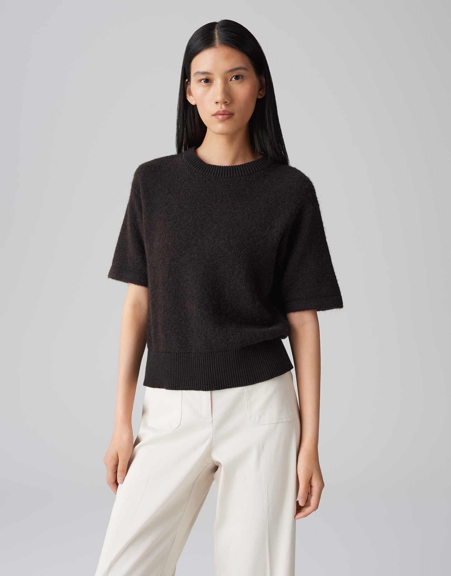 Opus Damen Kurzarmpullover Pami braun