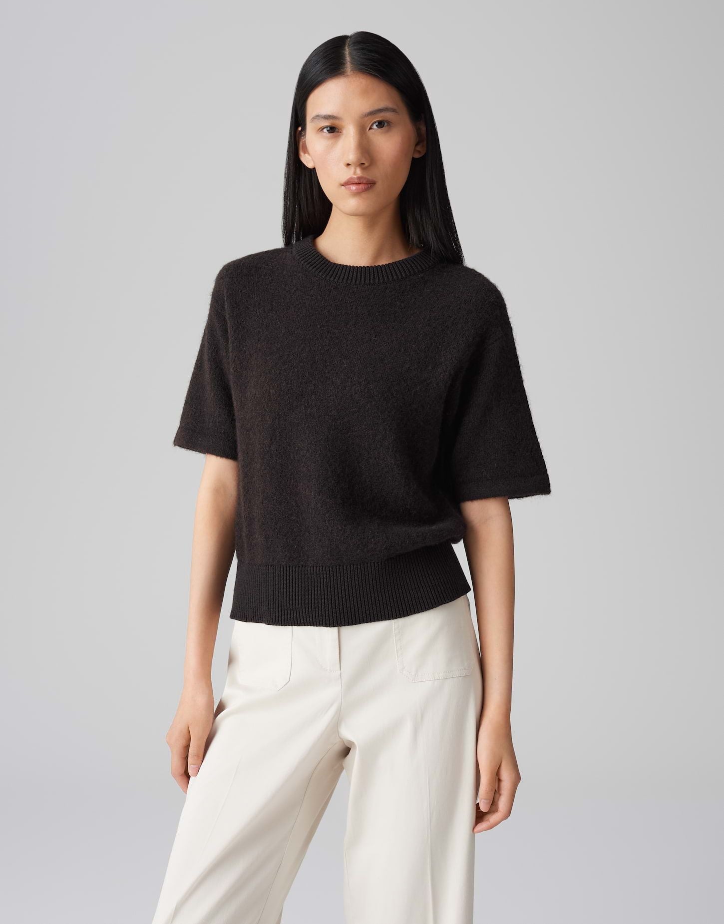 Opus Damen Kurzarmpullover Pami braun