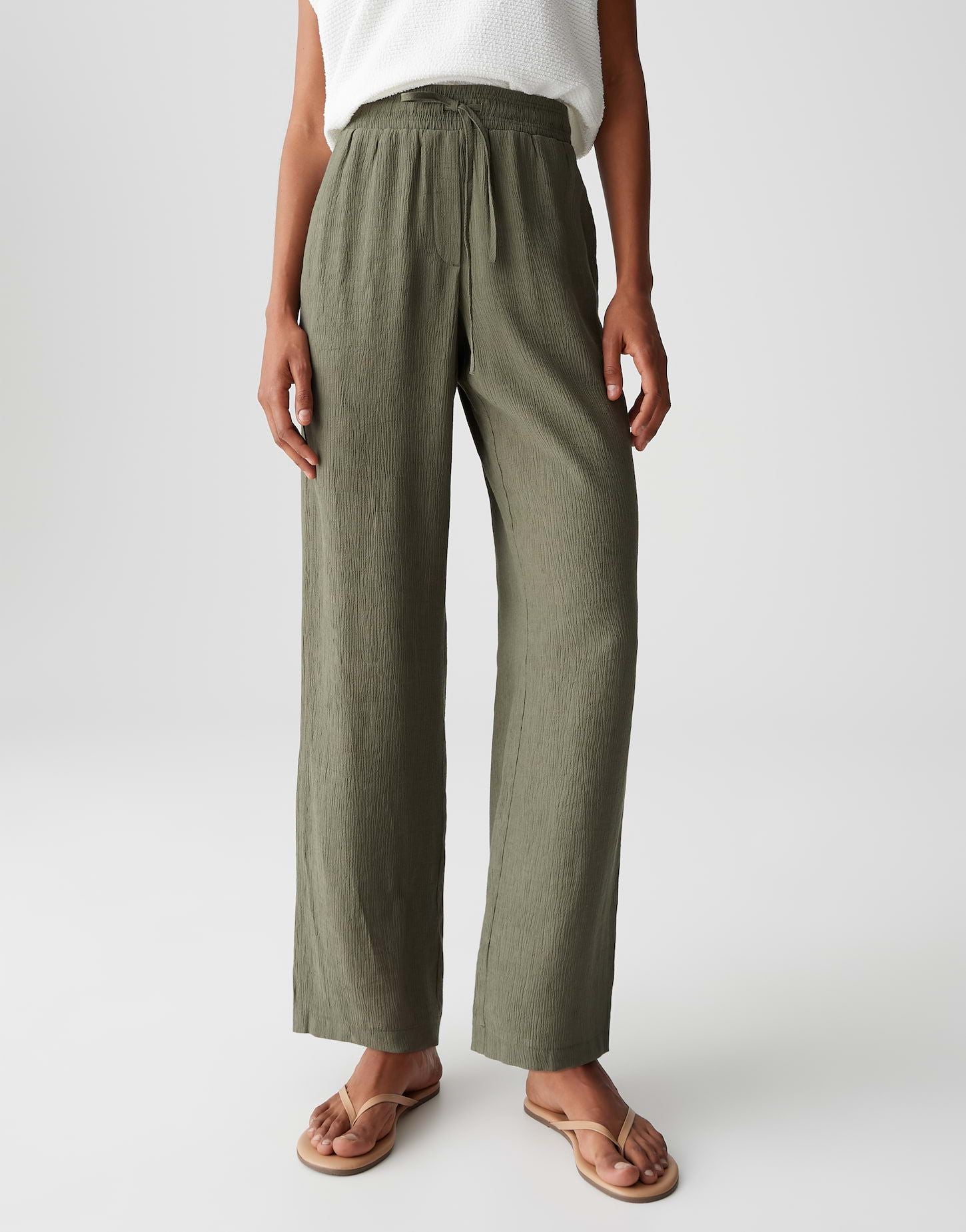 Opus Damen Hose Marou crinkle grün