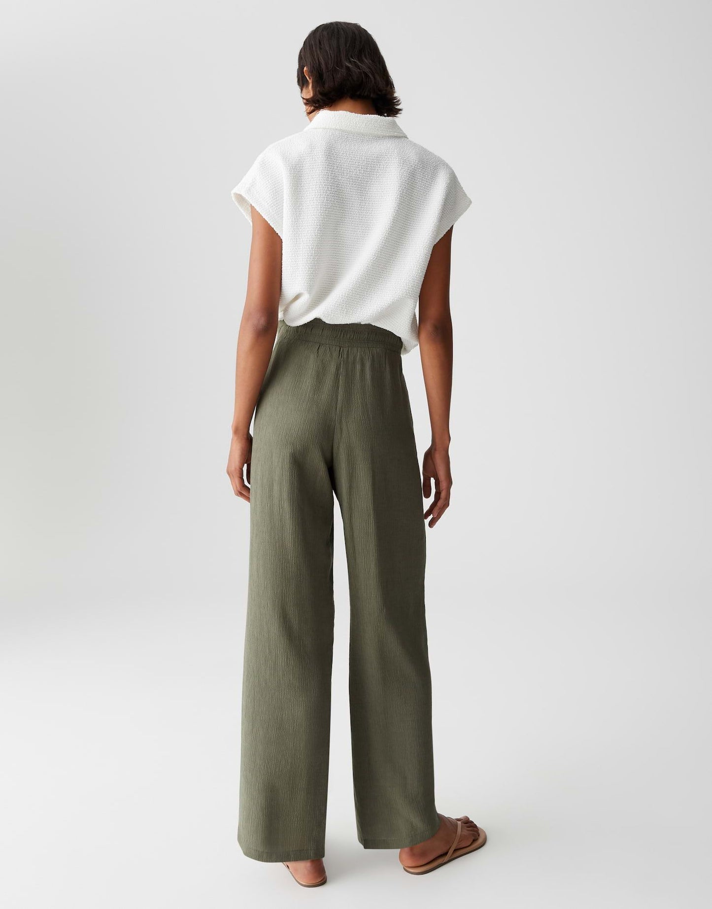 Opus Damen Hose Marou crinkle grün