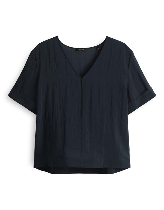 Opus Damen Kurzarmbluse Filka blau