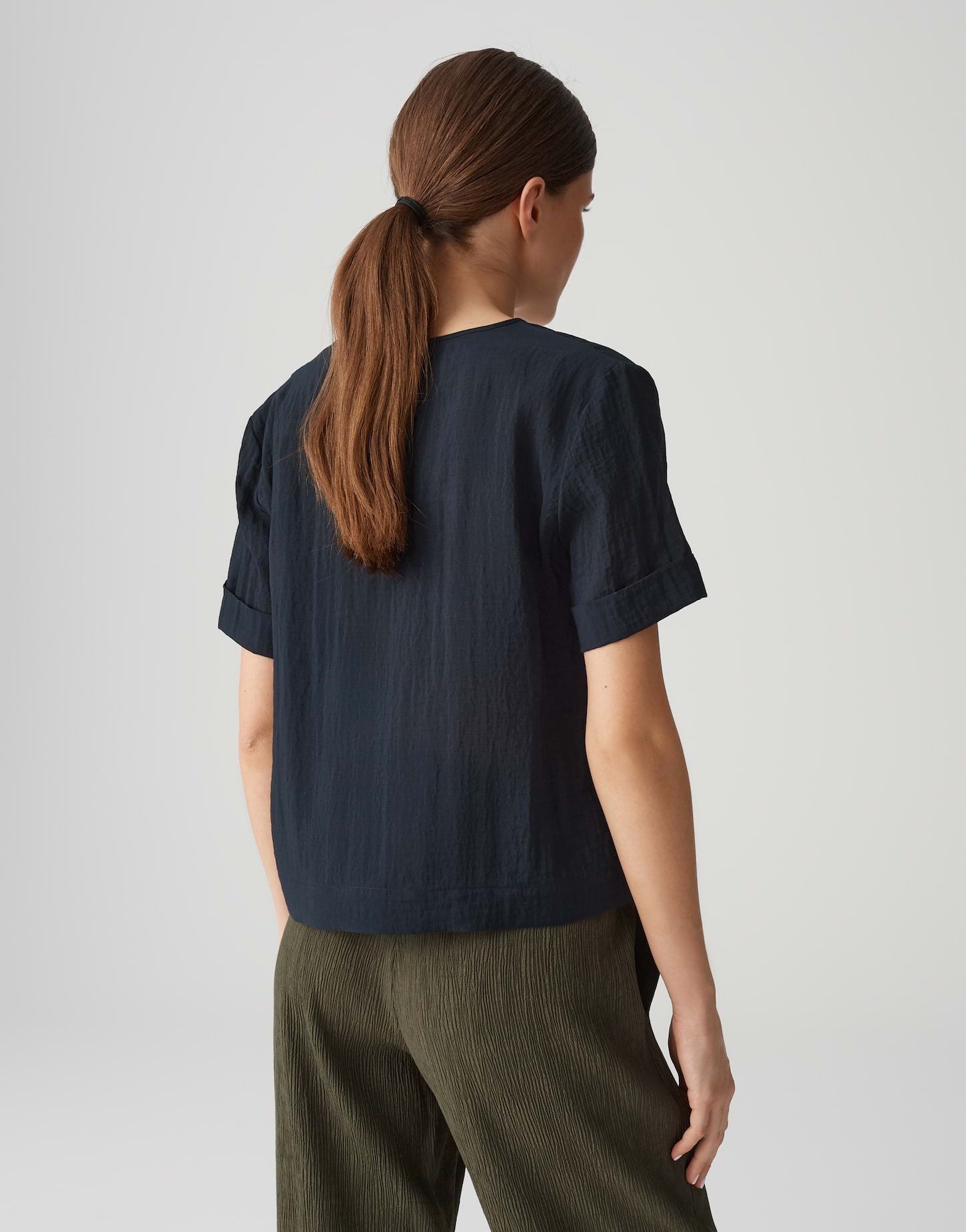 Opus Damen Kurzarmbluse Filka blau