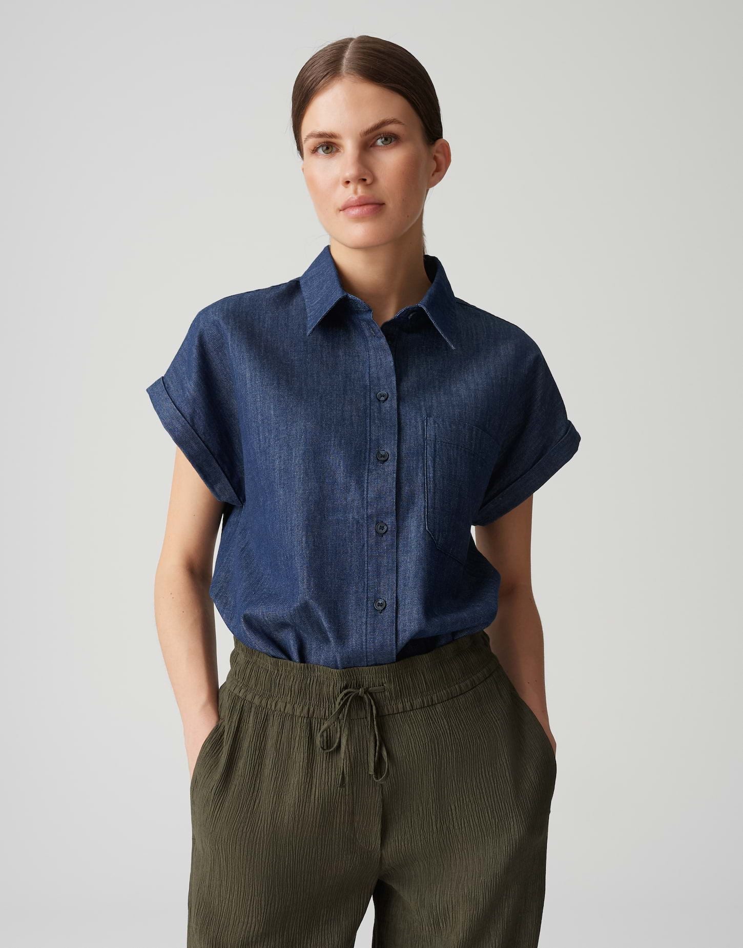 Opus Damen Jeansbluse Folmes blau