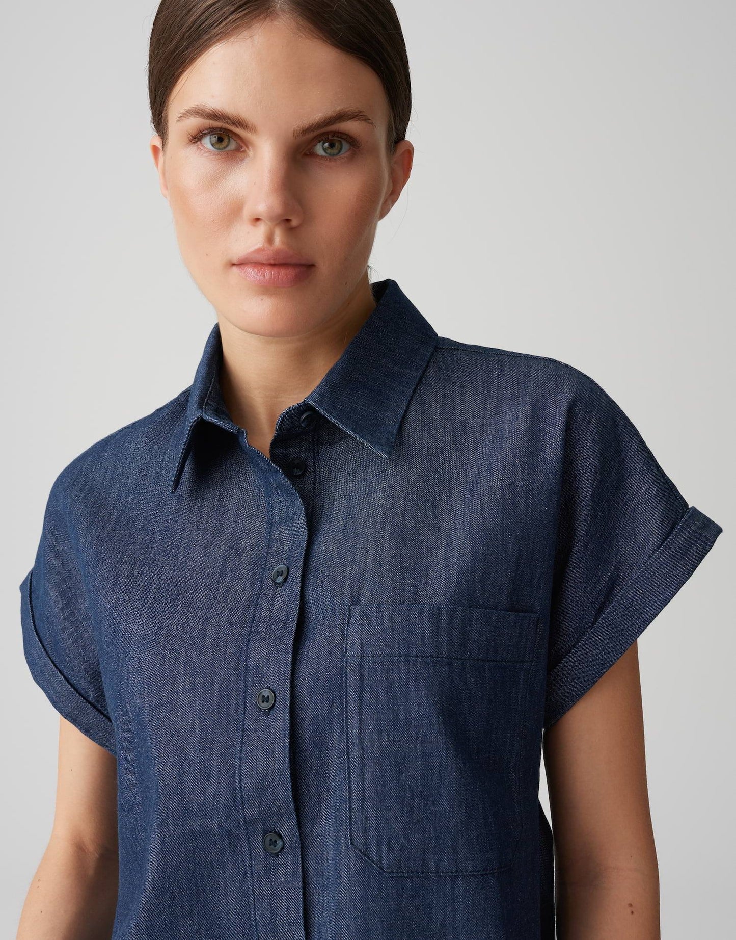 Opus Damen Jeansbluse Folmes blau
