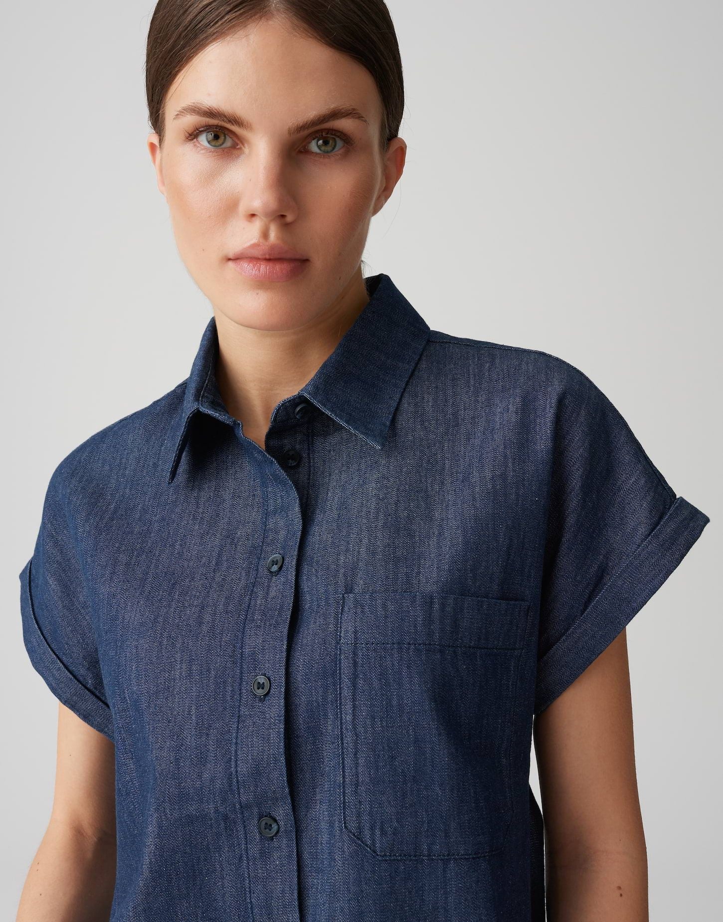 Opus Damen Jeansbluse Folmes blau