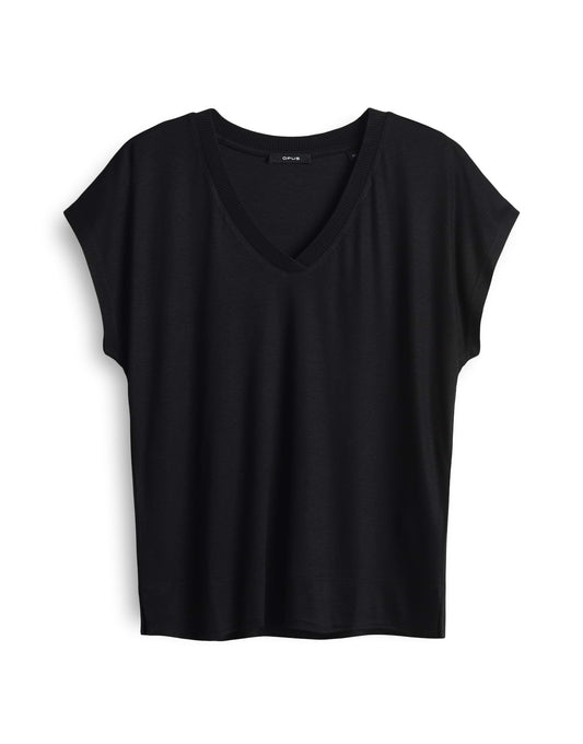 Opus Damen Shirt mit V-Ausschnitt Savilchen 44 schwarz