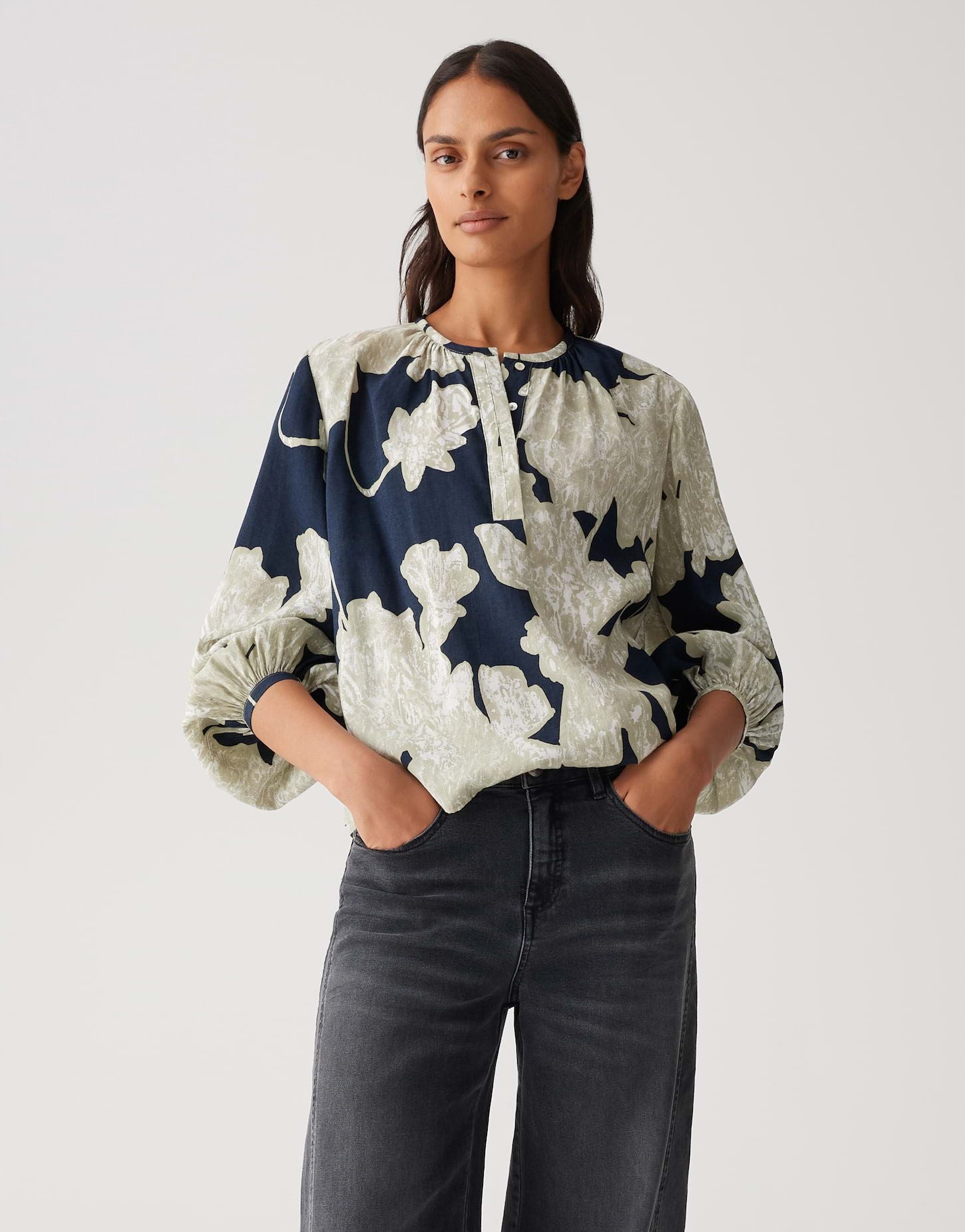 Opus Damen Bluse Ficona analogue blau