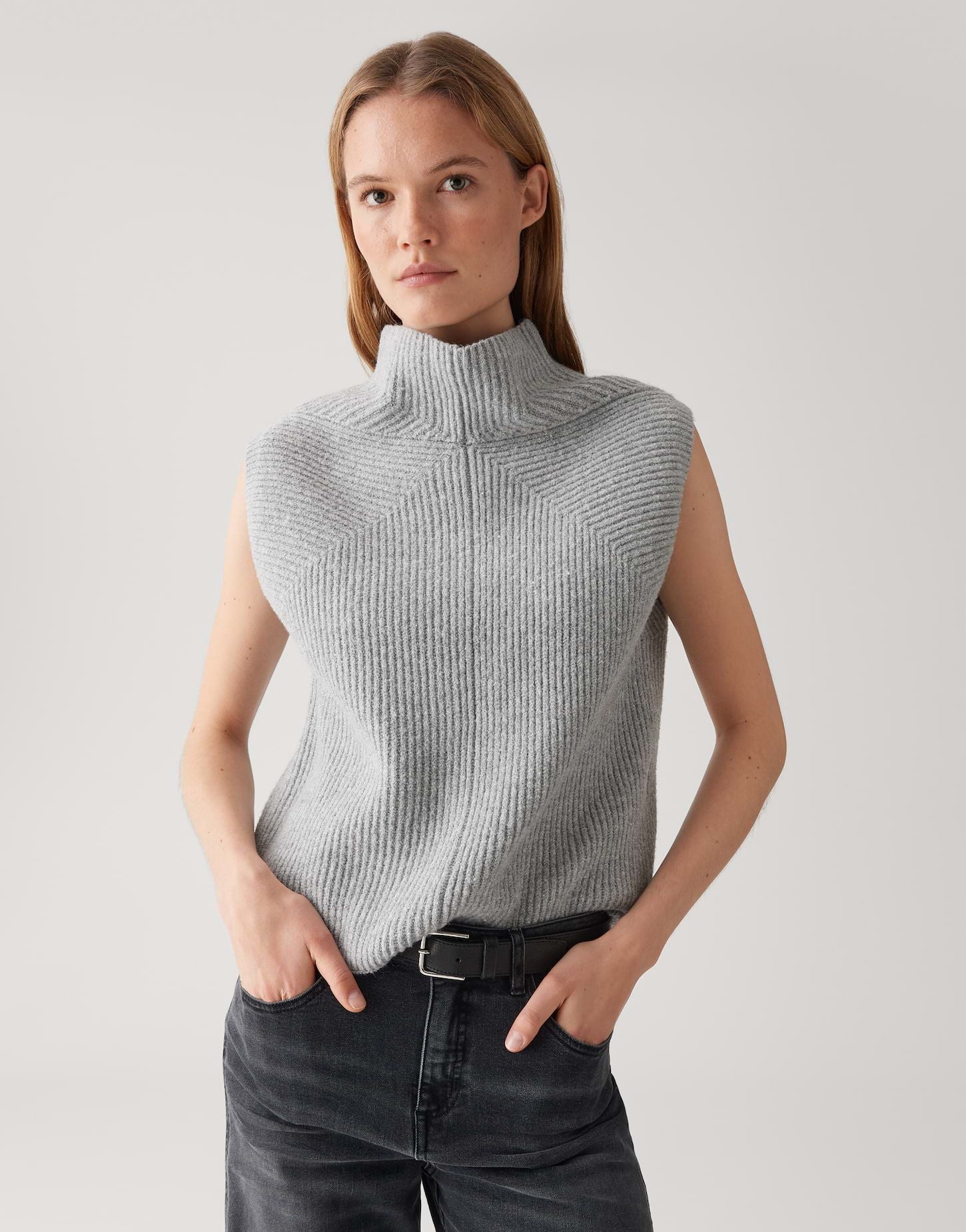 Opus Damen Strickweste grau