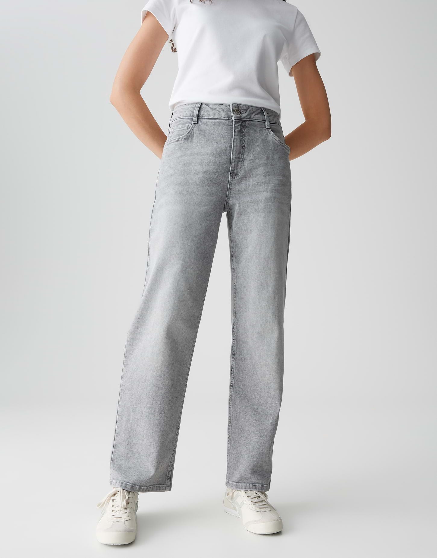 Opus Damen Jeans Miva align grau