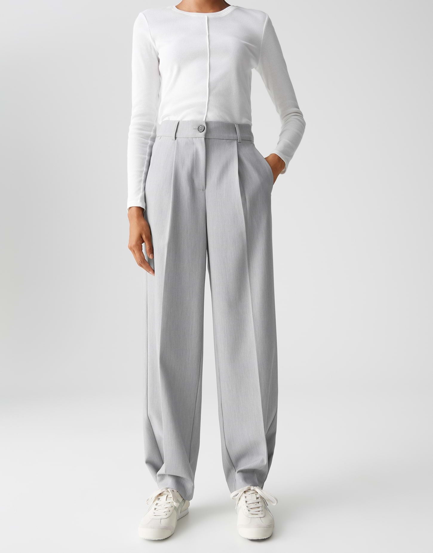 Opus Damen Hose Maiga fresh grau