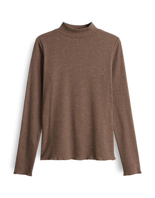 Opus Damen Rippshirt Suhanna curly 44 braun