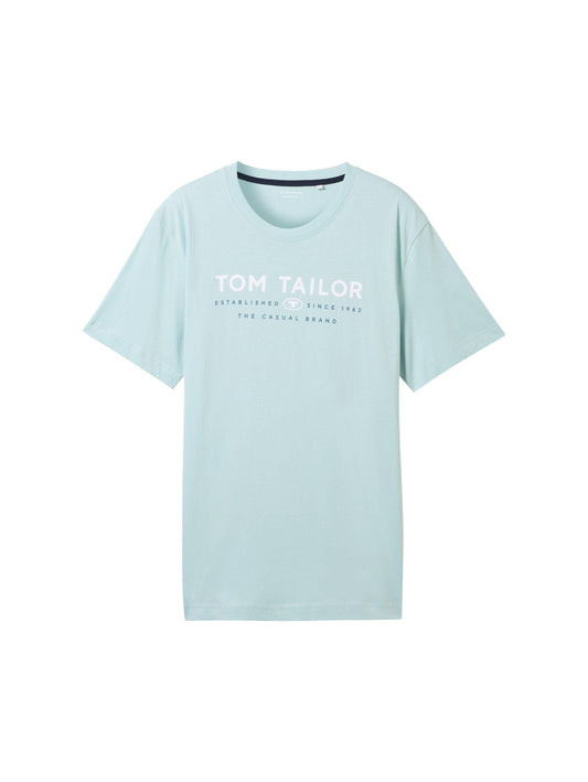 Tom Tailor Herren T-Shirt mit Logo Print blau