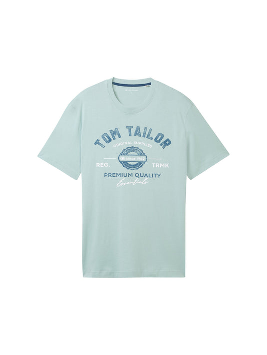 Tom Tailor Herren T-Shirt mit Logo Print grün