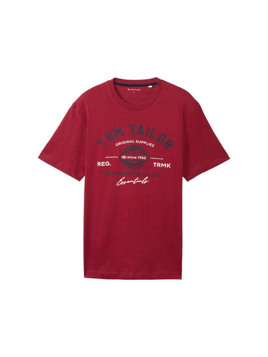 Tom Tailor Herren T-Shirt mit Logo Print rot