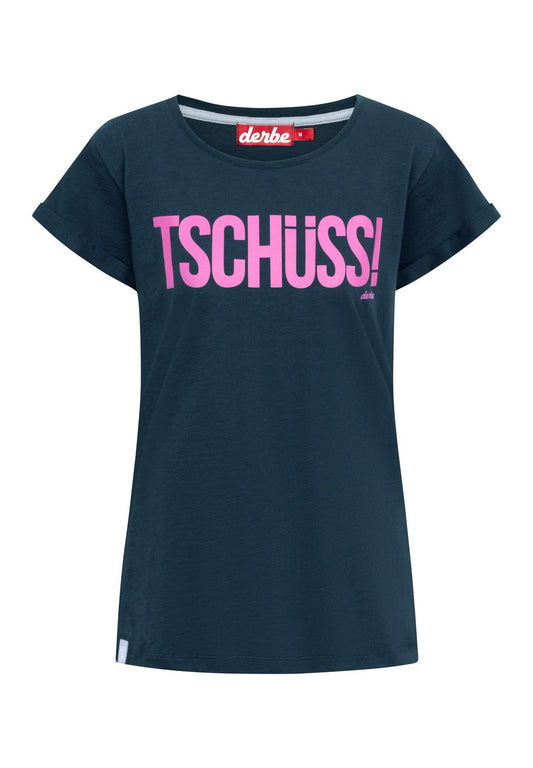 derbe Damen T-Shirt W-03-TSFL-Tschüss blau