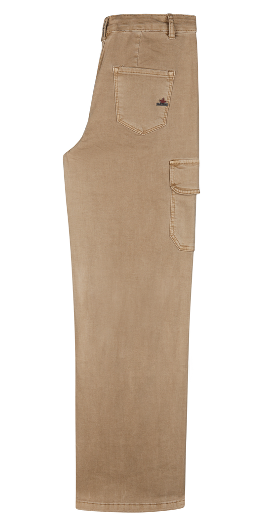 Buena Vista Damen Jeans Wide Leg Cargo stretch twill beige