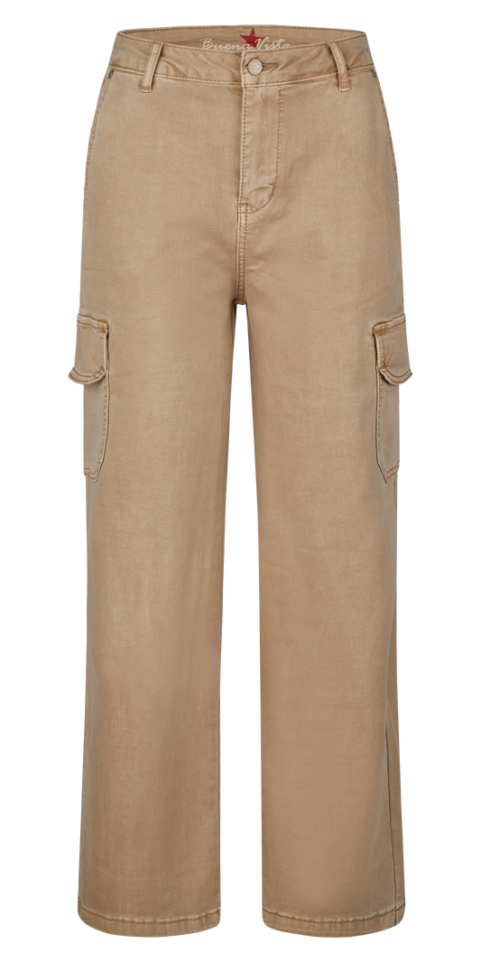 Buena Vista Damen Jeans Wide Leg Cargo stretch twill beige