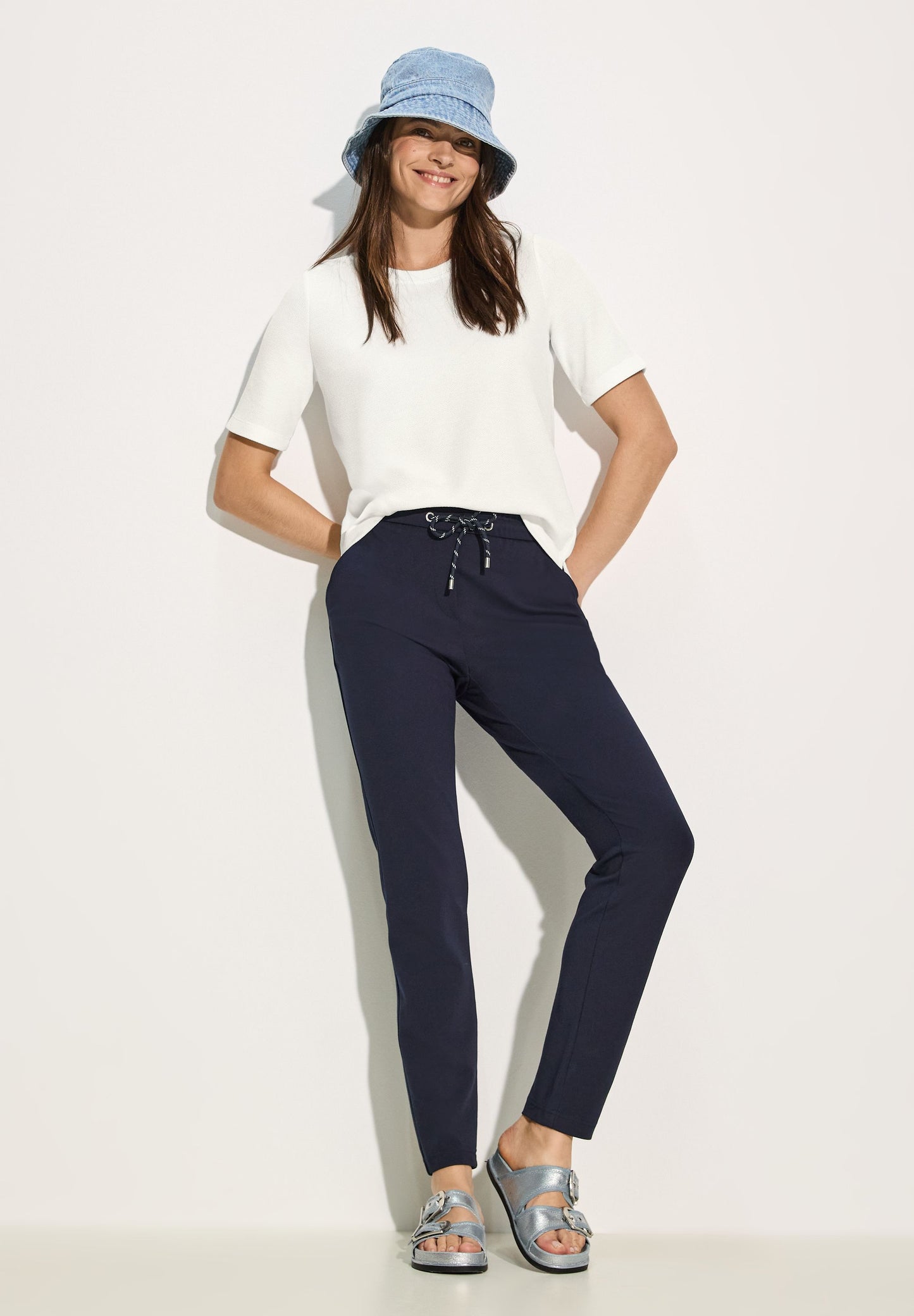Cecil Damen Struktur T-Shirt weiß