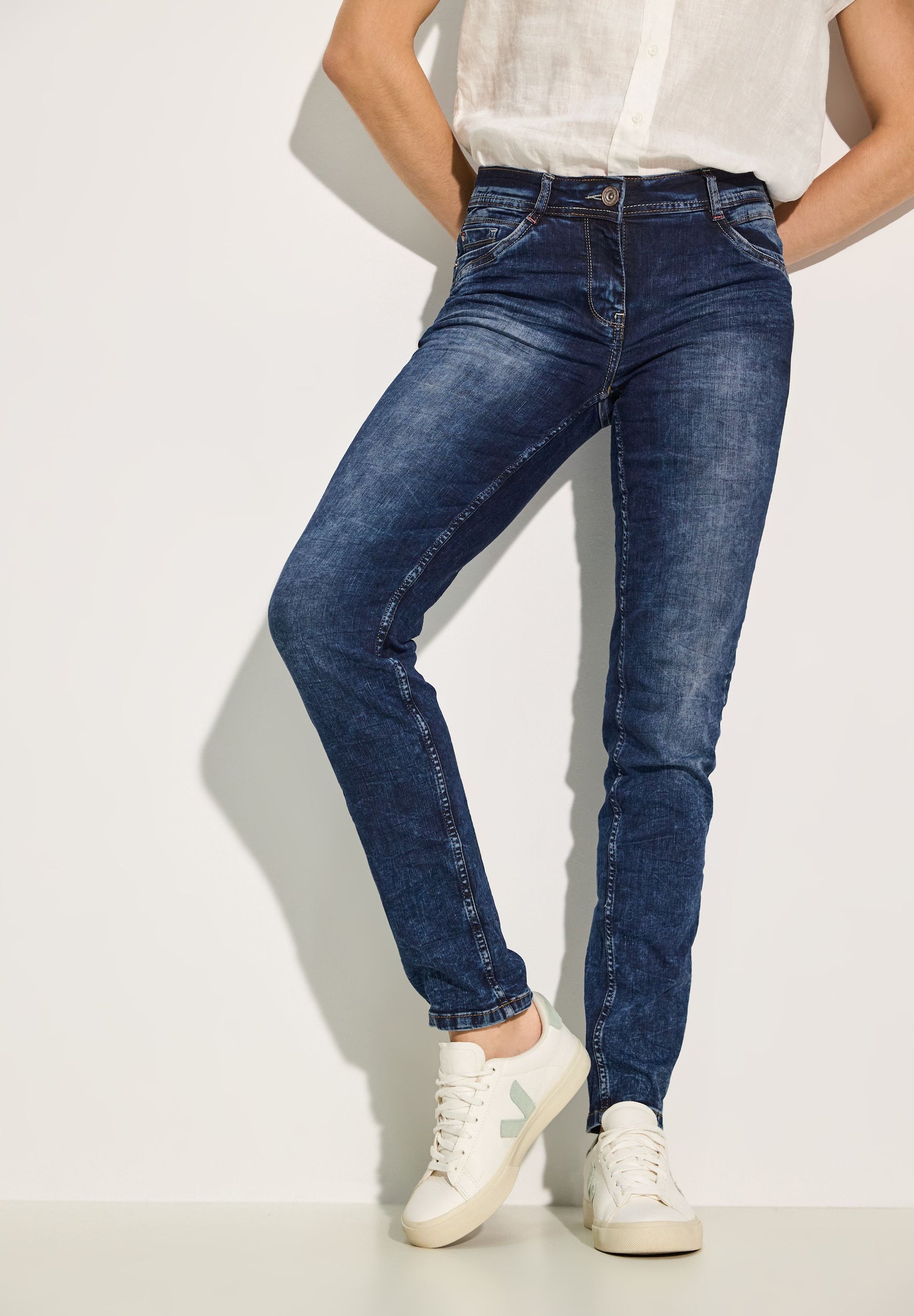 CECIL Damen Jeans im Casual Fit | B377687 in Blau blau