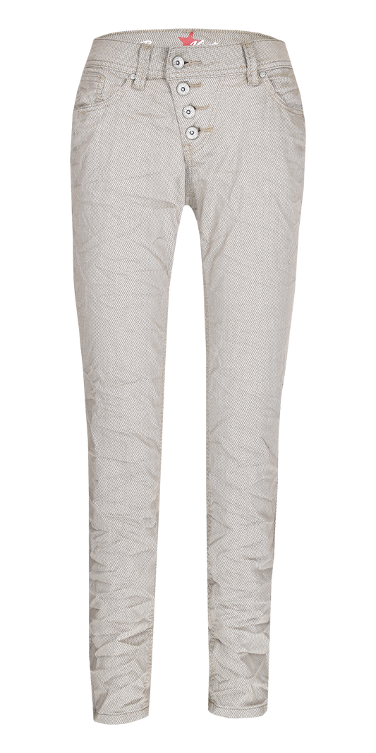 Buena Vista Damen Jeans Malibu cropped jacquard beige