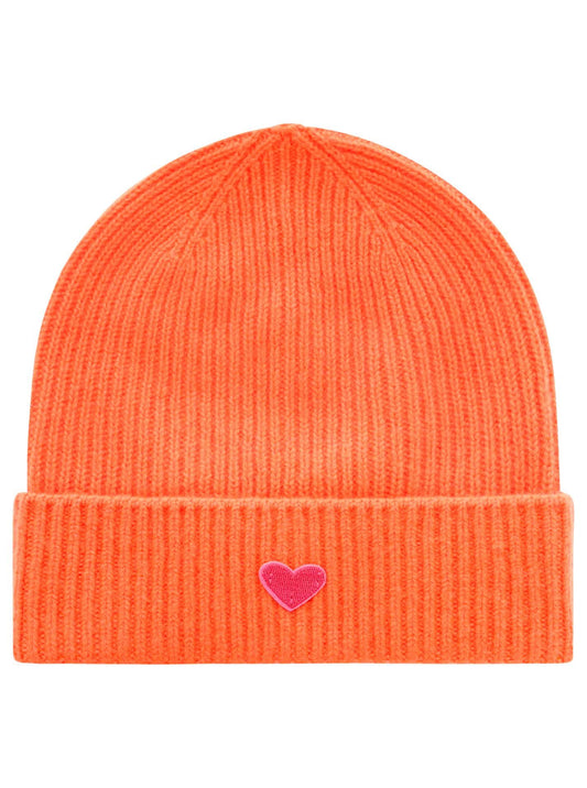 Zwillingsherz Damen Beanie Herzpatch orange