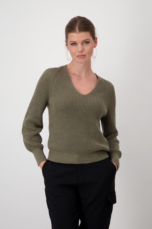 Monari Strickpullover mit Lurex in Grün - Jaacks Fashion