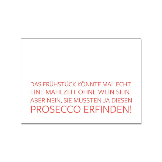 Postkarte quer, Prosecco Frühstück
