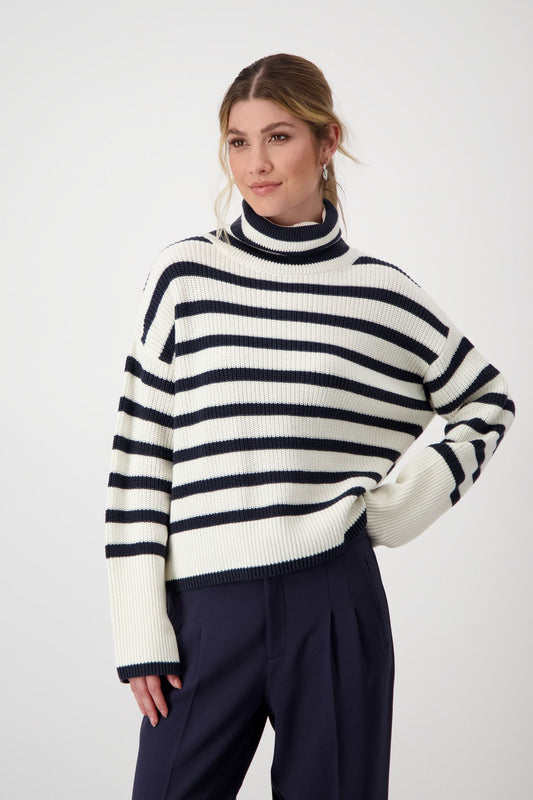 monari Damen Ringelpullover 807961 in Weiß weiß