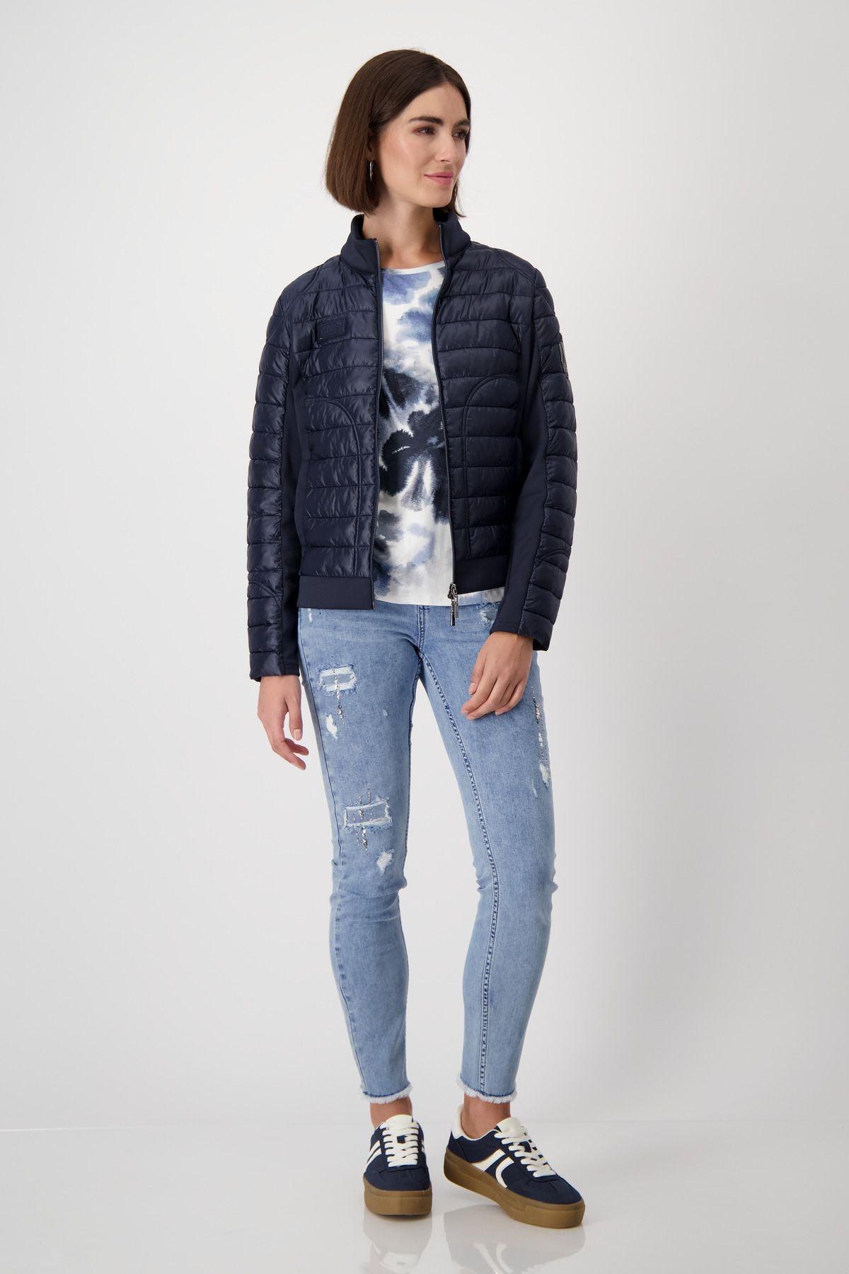 Monari Damen Steppjacke mit Neopren in Blau - Jaacks Fashion