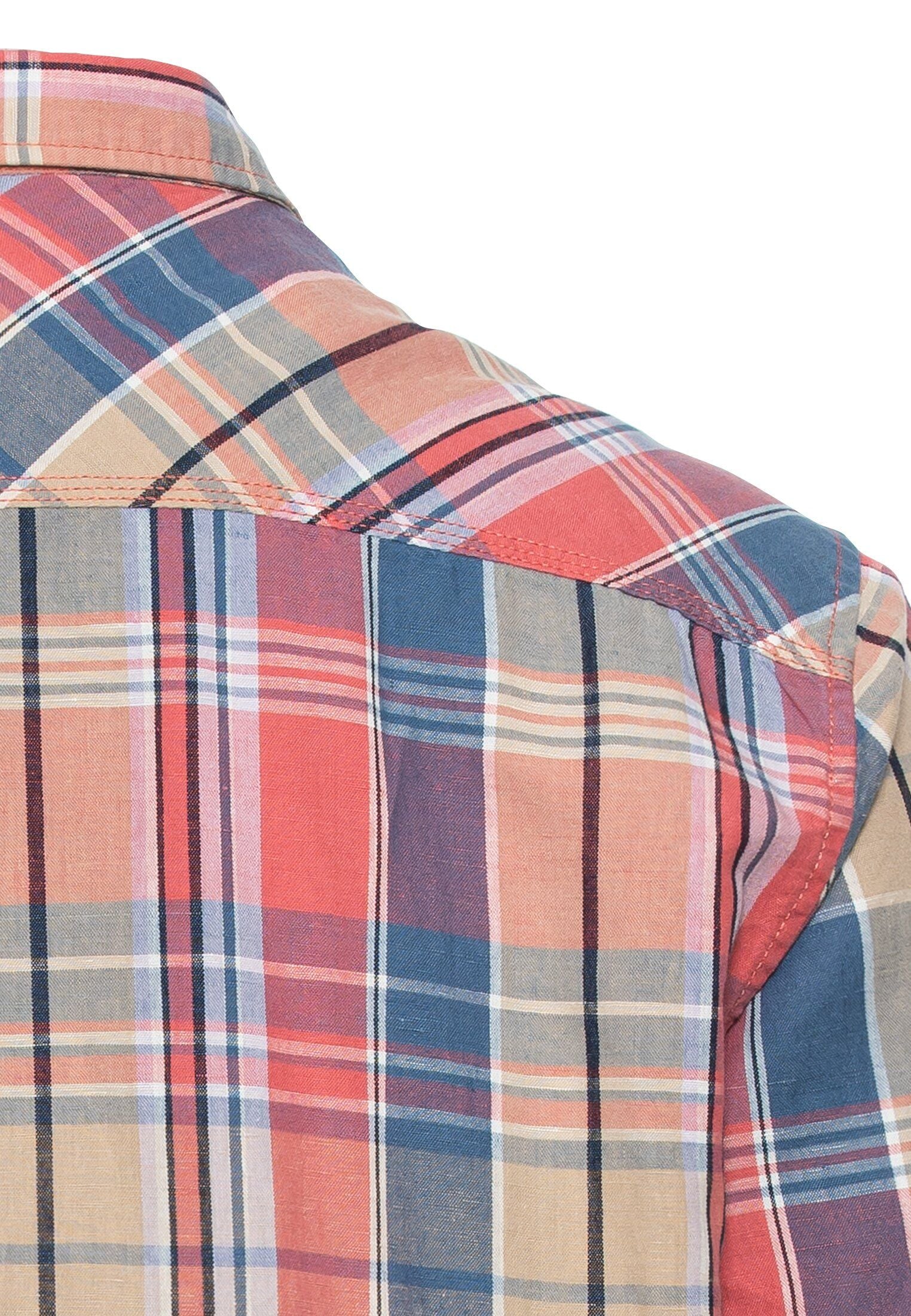 Camel Active Herren Karohemd aus Leinenmix rot