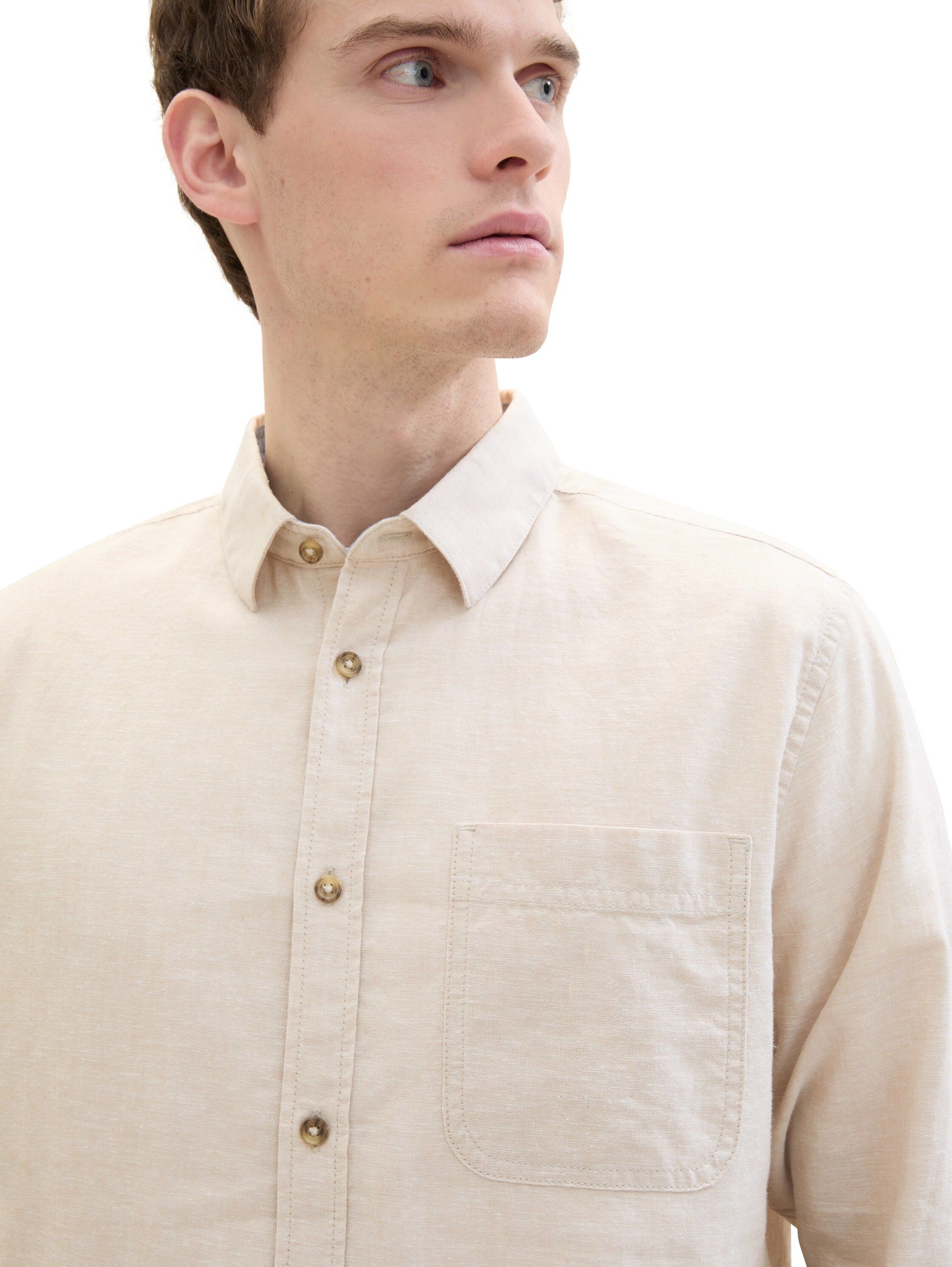 Tom Tailor Herren Leinenhemd braun