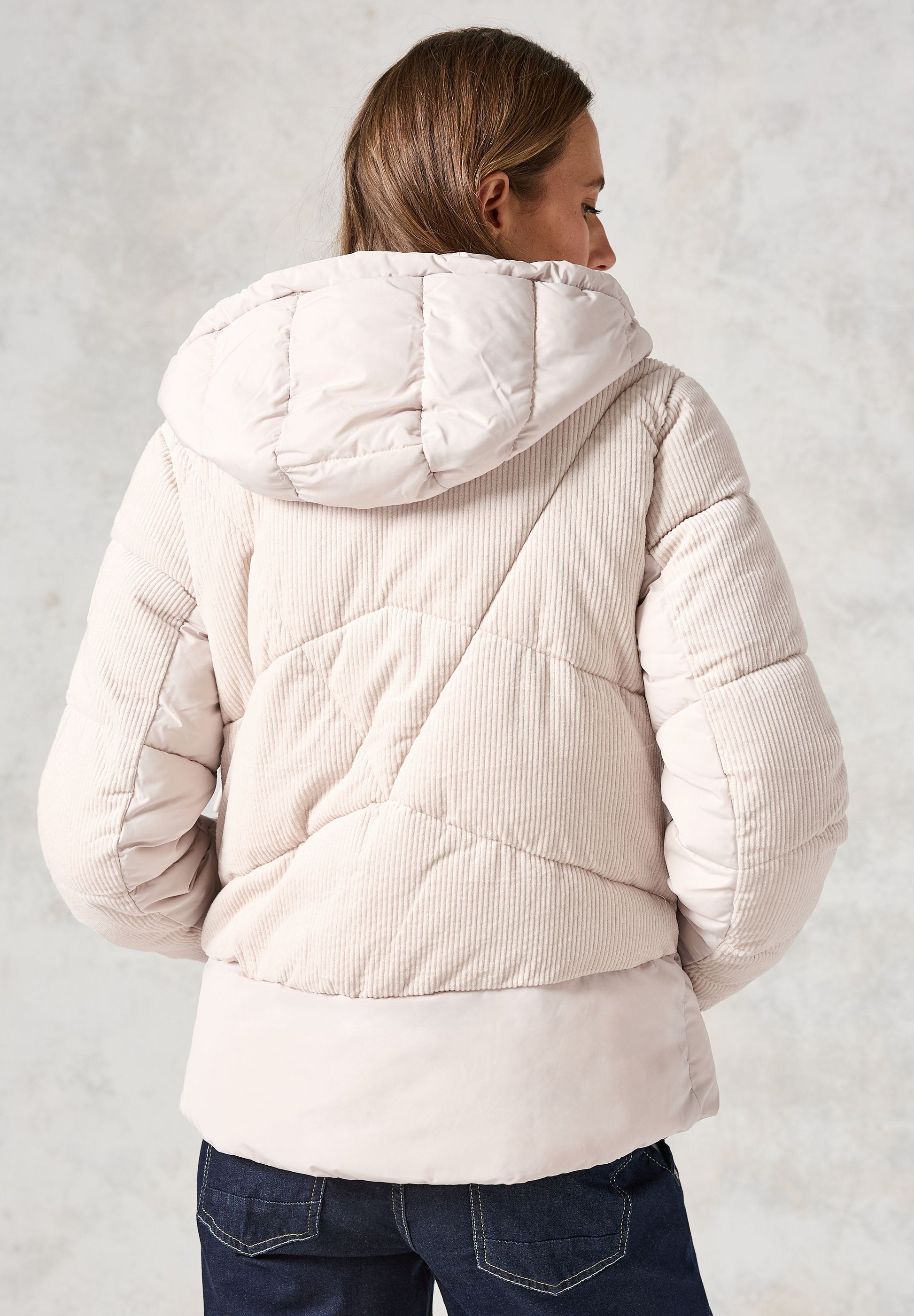 Cecil Damen Cord-Mix Puffer Jacke weiß