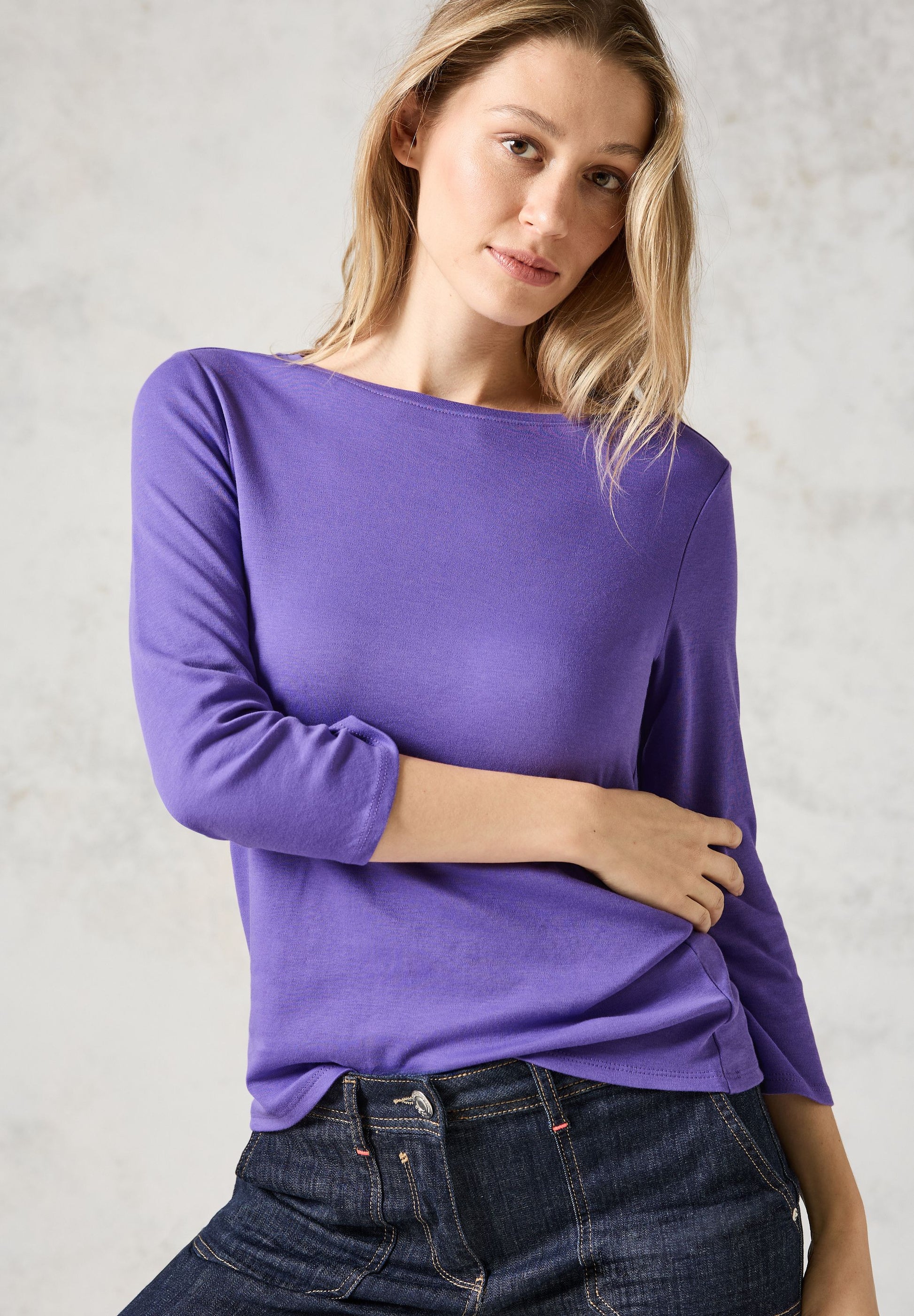 CECIL Basic Shirt in Unifarbe violett