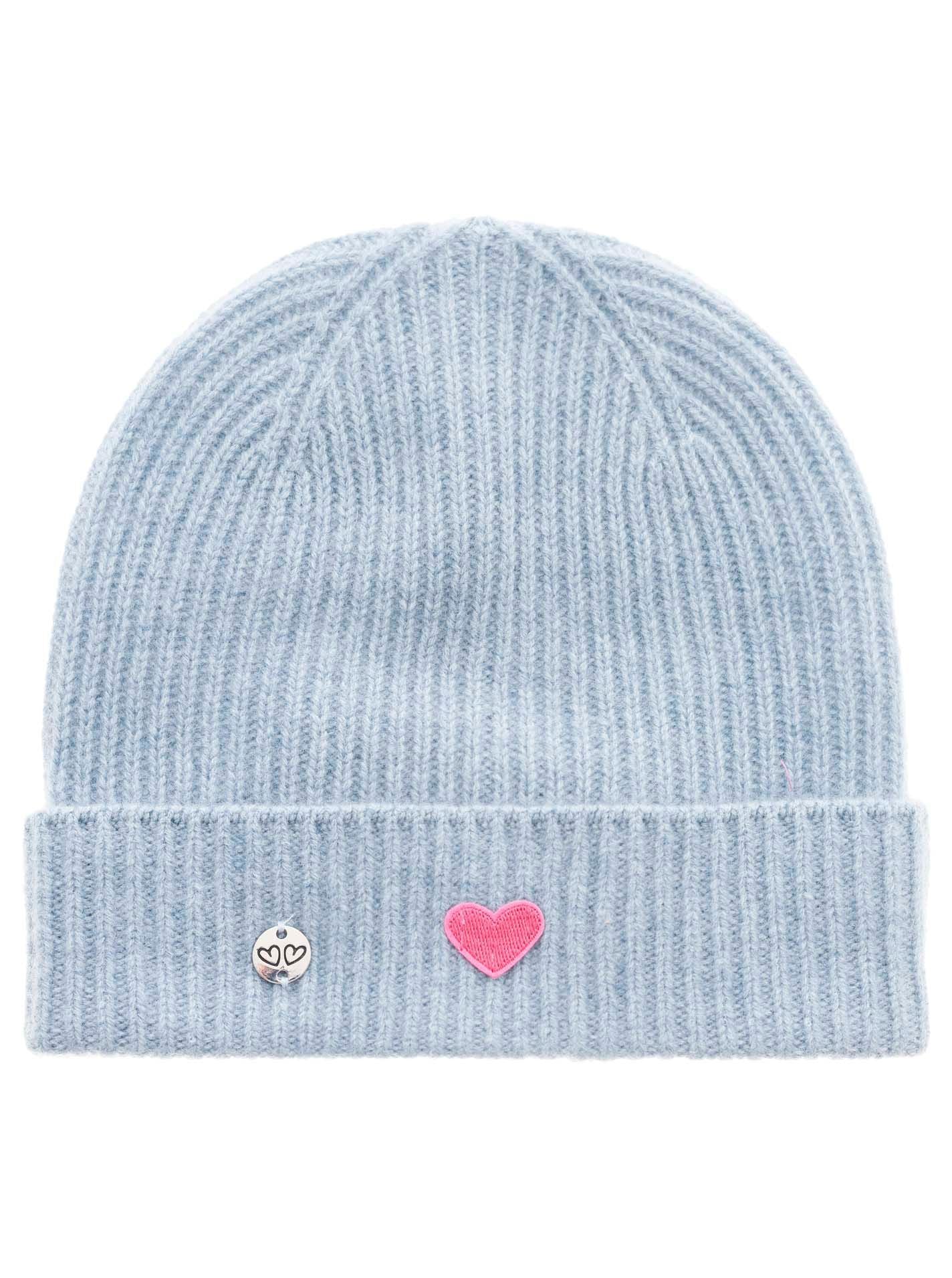 Zwillingsherz Damen Mütze Beanie Herzpatch