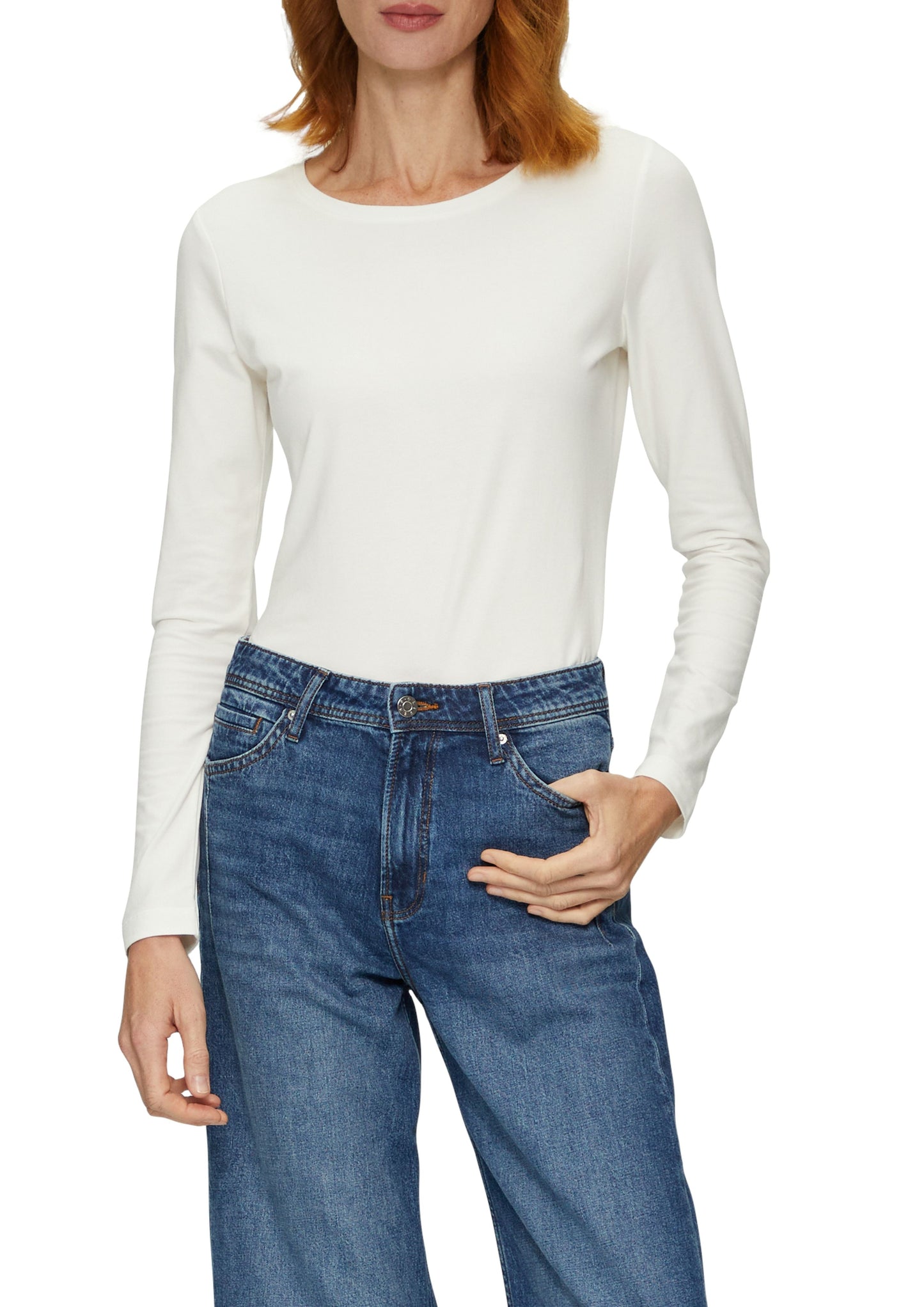 s. Oliver Damen Longsleeve weiß