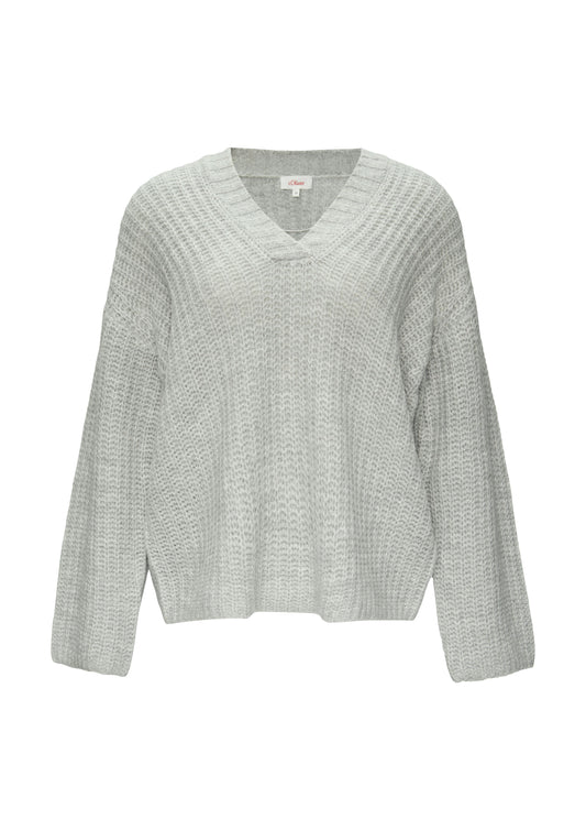 Damen Pullover Strickpullover grau