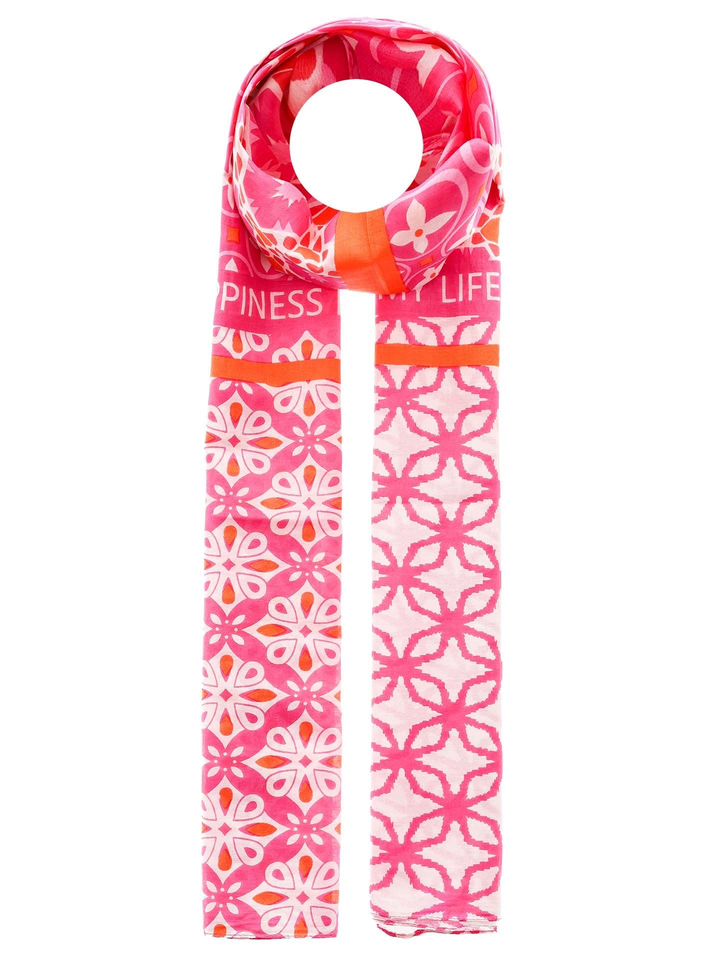 Zwillingsherz Damen Schal Happiness is my Lifestyle pink