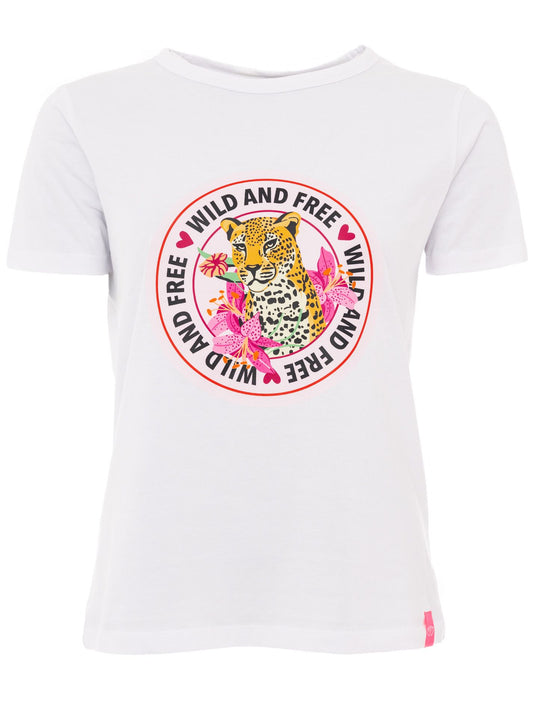 Zwillingsherz Damen T-Shirt Wild and Free weiß