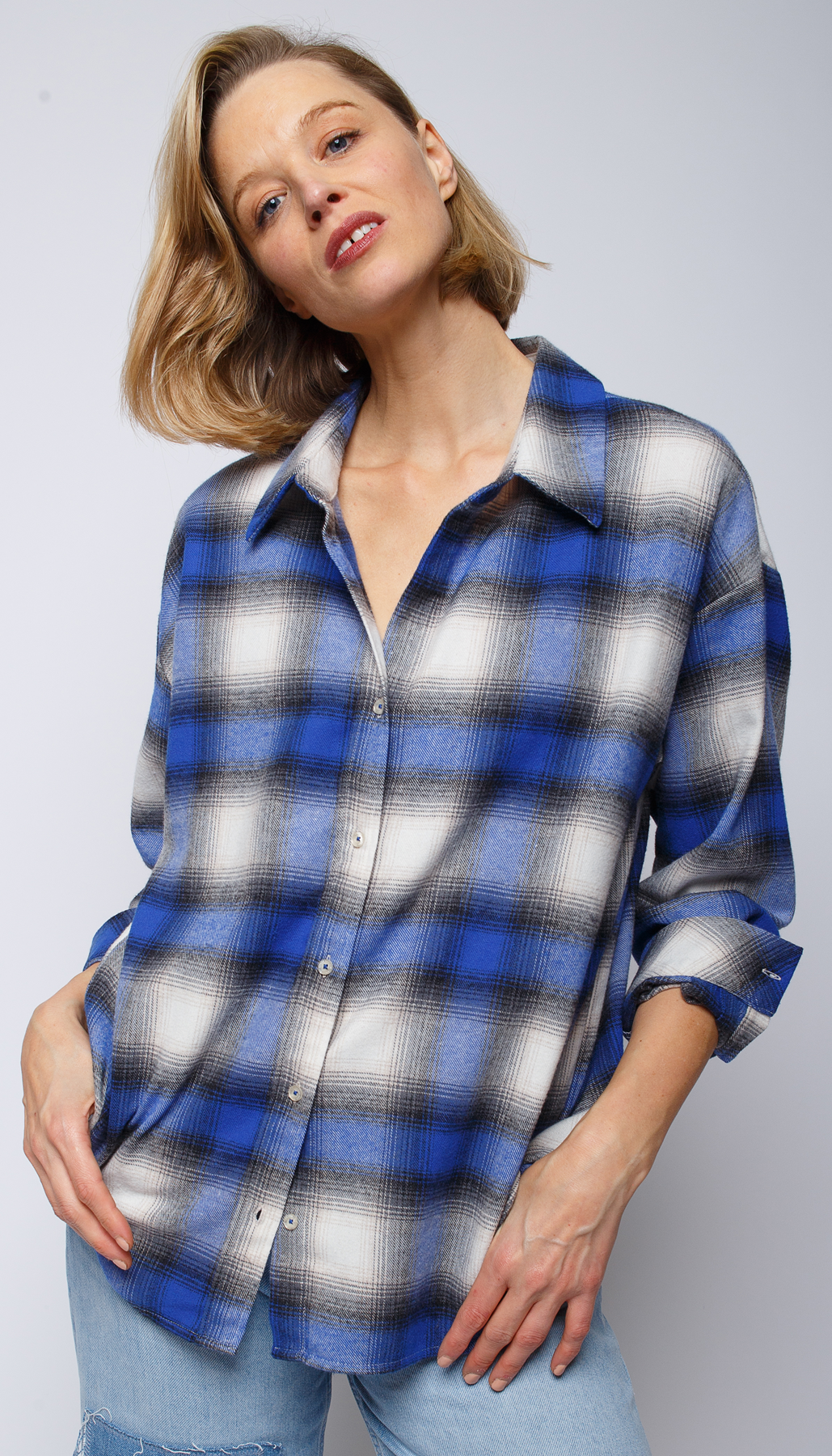Emily van den Bergh Damenbluse blau