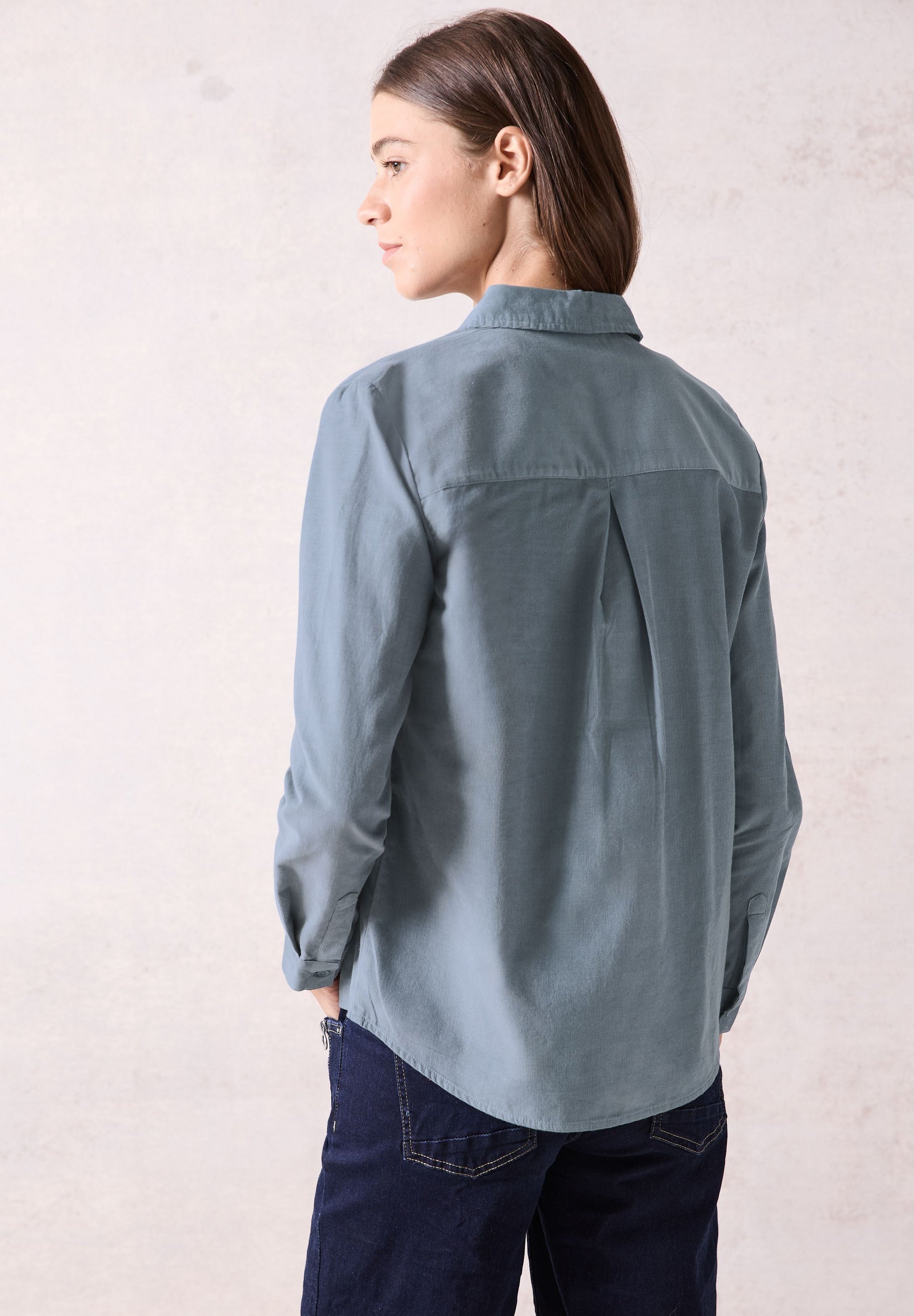 Cecil Damen Cordbluse blau