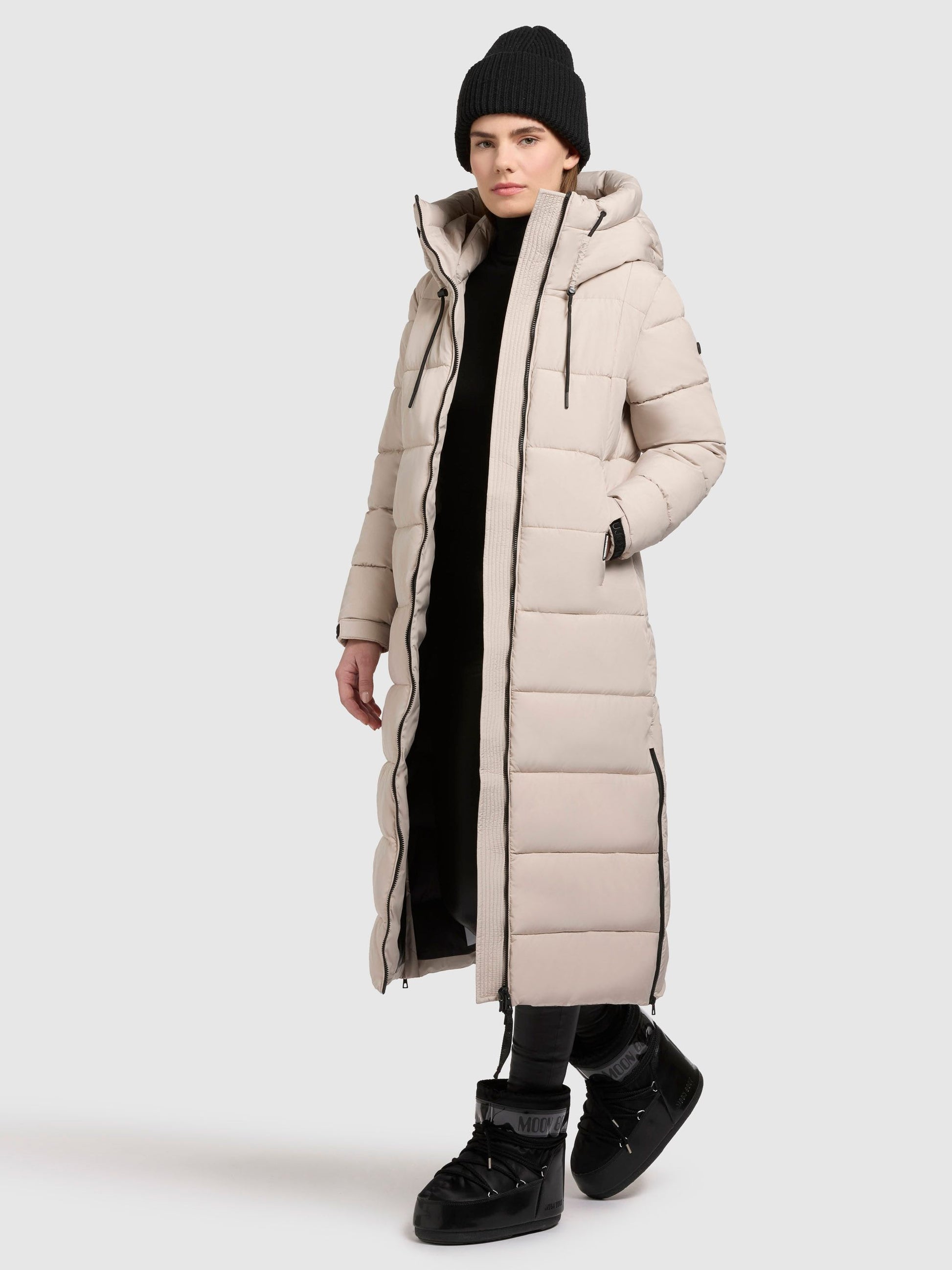 Steppmantel Closed Mantel Beige Kapuze Only Steppmantel Sand