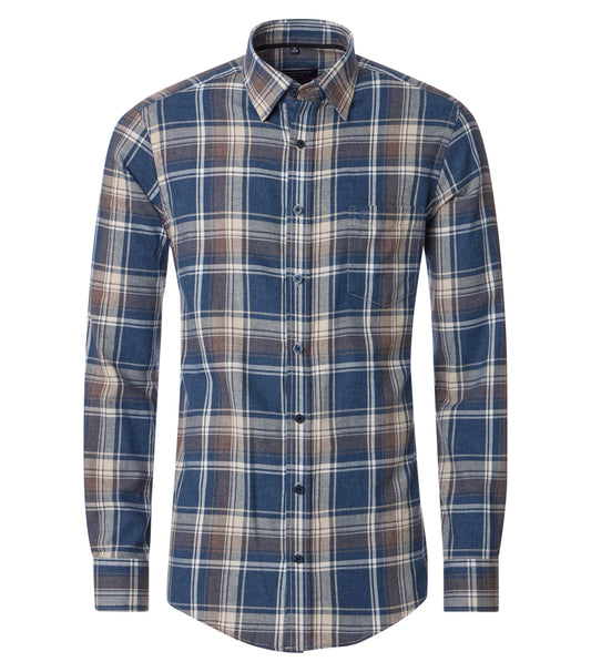 Casa Moda Herren Flanellhemd blau