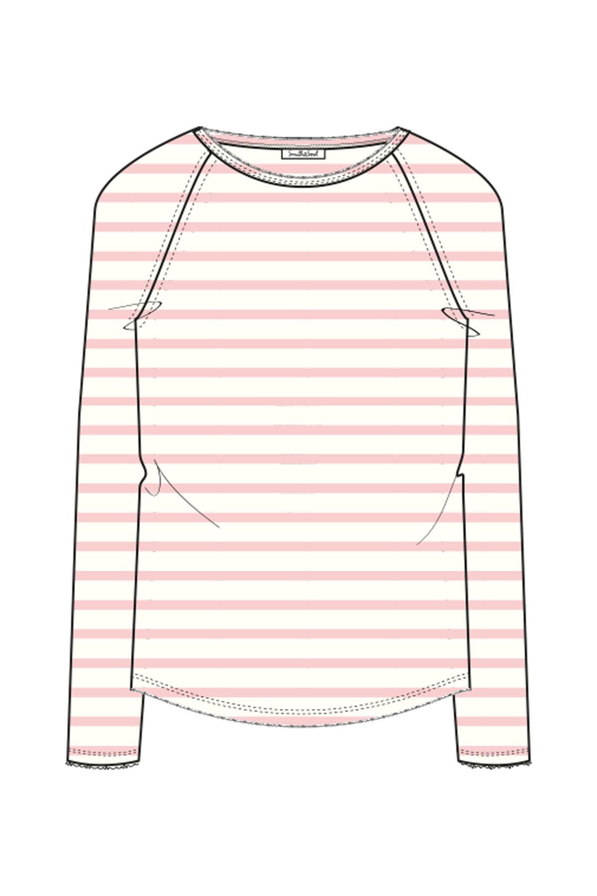 Smith&Soul Damen Basic Sweat Raglan Striped rosa