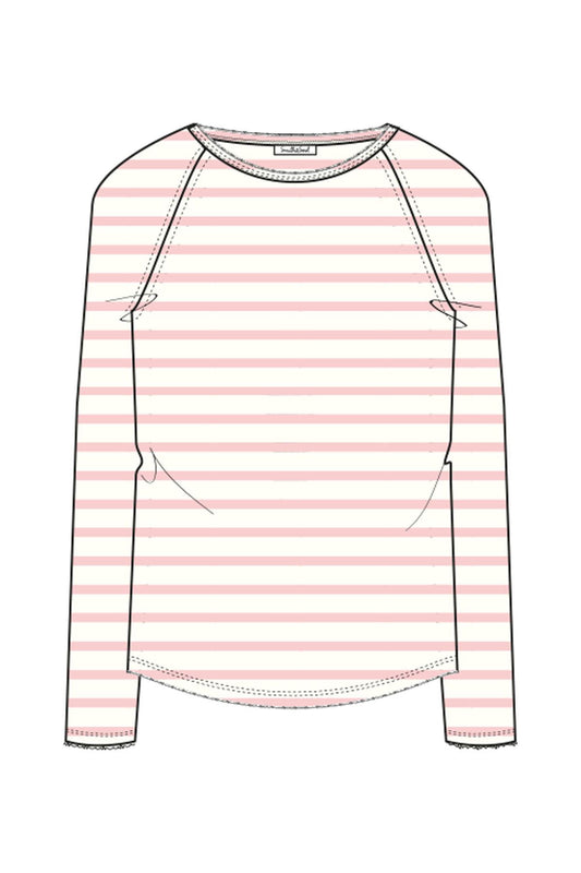 Smith&Soul Damen Basic Sweat Raglan Striped rosa