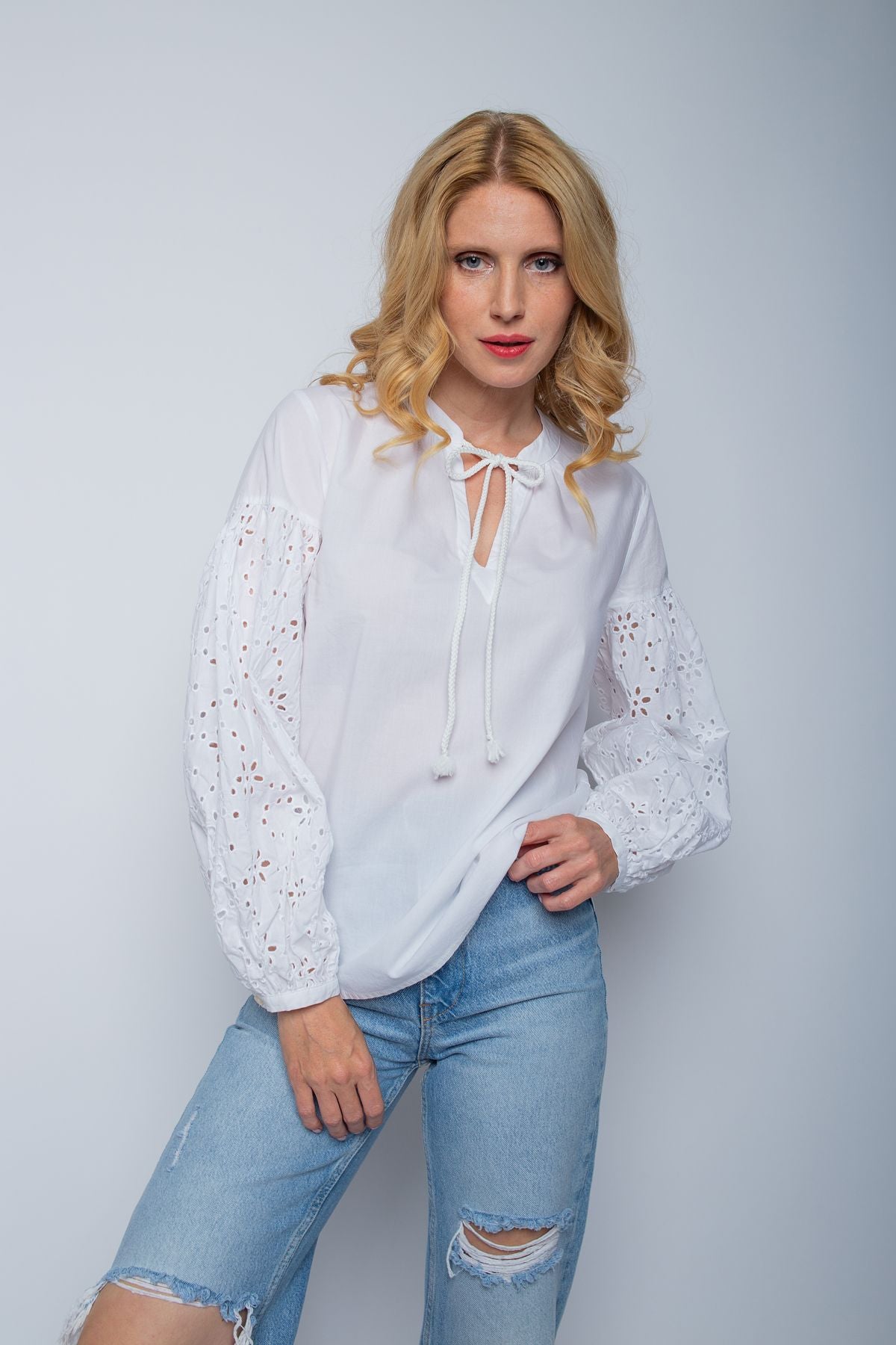 Emily van den Bergh Damen Bluse weiß