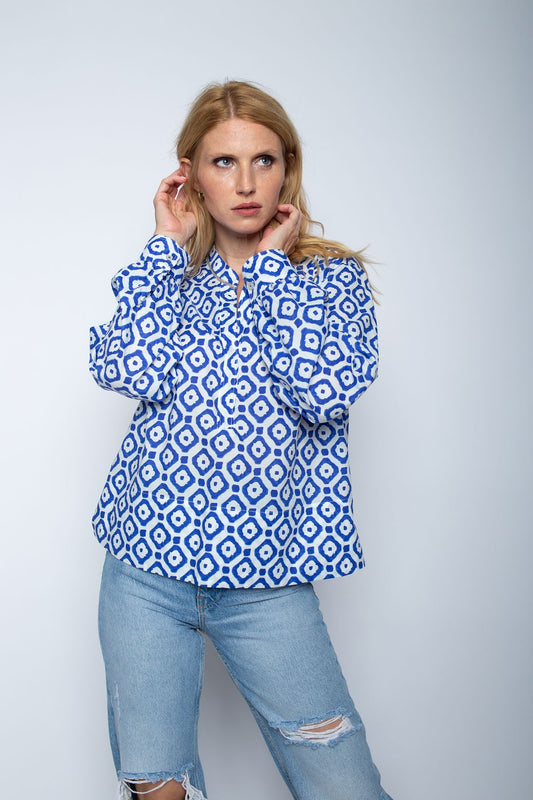 Emily van den Bergh Damen Bluse blau